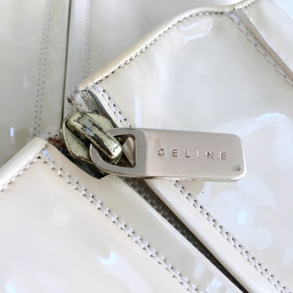 ⚡️SOLD⚡️ Vintage 70's Céline cream Go Go retro patent leather heeled boots - Picture 5 of 6